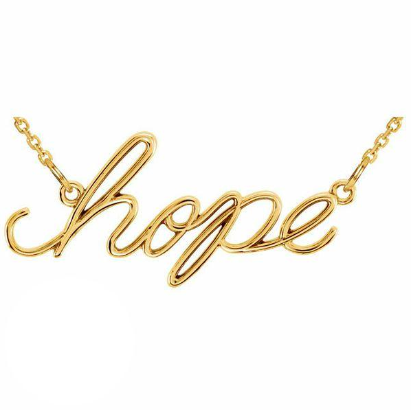 14k gold necklace with cursive "hope" by FreshTrends