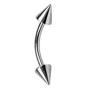 14k white gold spiked curved barbell by FreshTrends