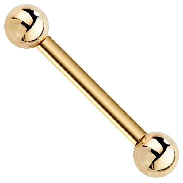 14k gold straight barbell by FreshTrends
