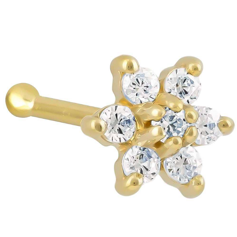 diamond flower bone nose ring by FreshTrends