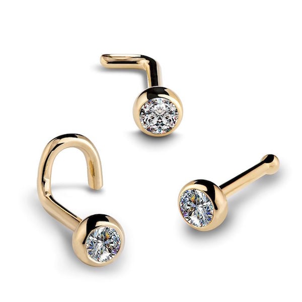 three diamond nose ring studs by FreshTrends