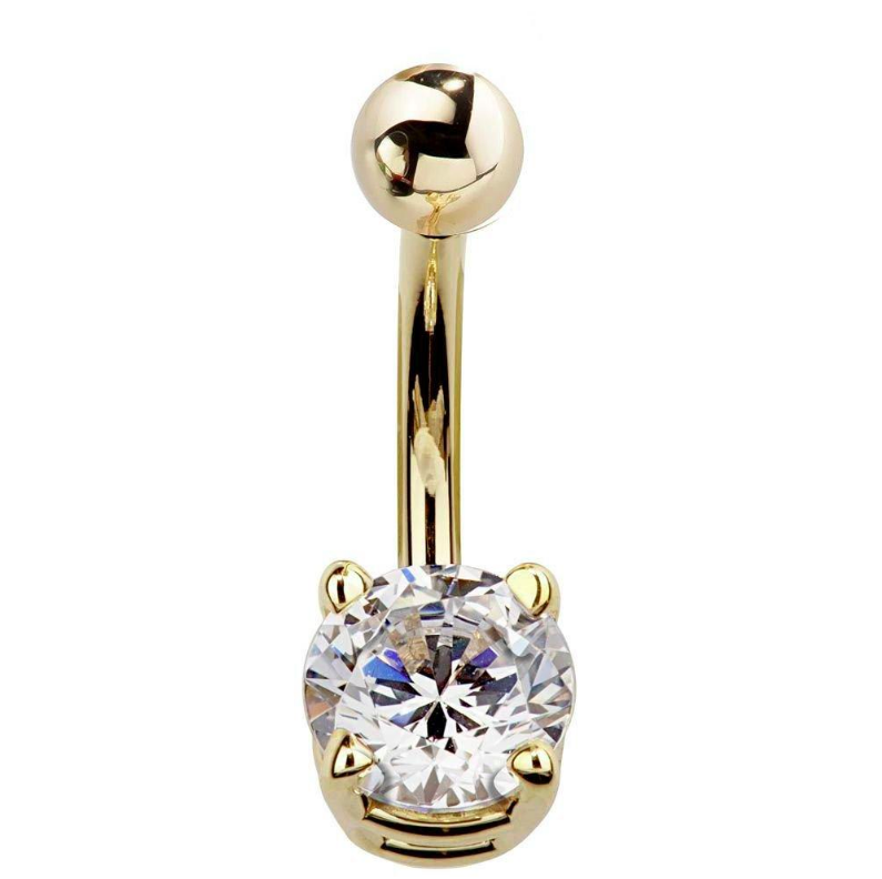 round cubic zirconia non-dangle belly ring by FreshTrends