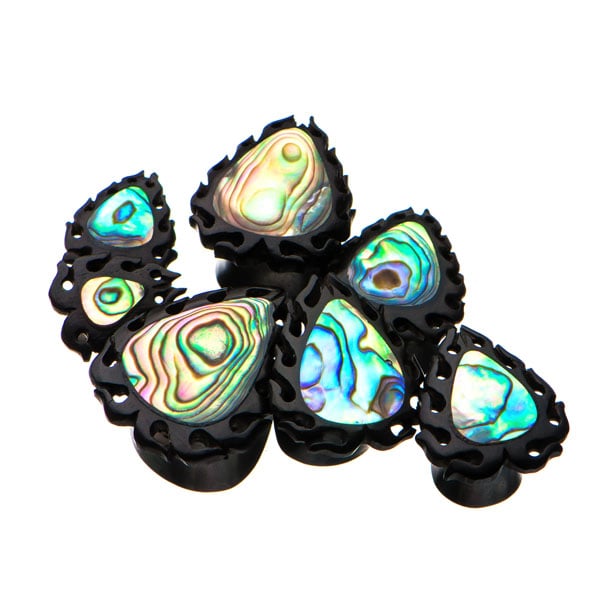 Wood and abalone shell plugs