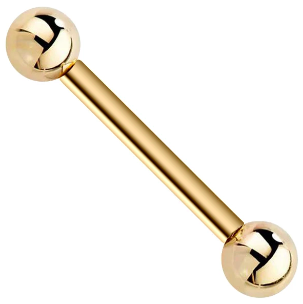 gold straight barbell by FreshTrends