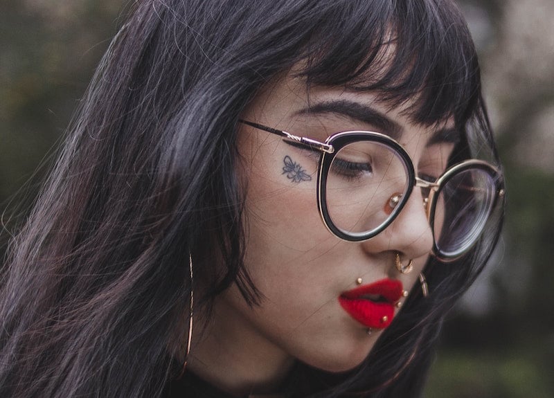 woman with lip piercings