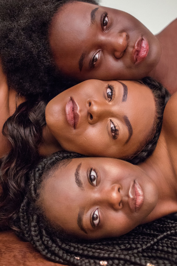 three women in a line