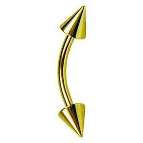14K Gold Spike Curved Barbell