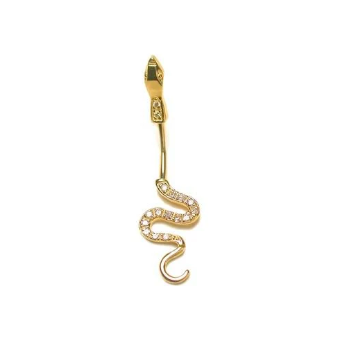 14K Gold Sexy Snake Belly Button Navel Ring
