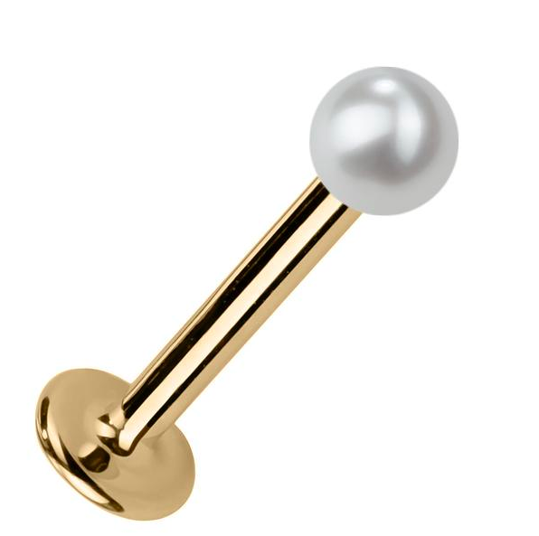 3mm Cultured Pearl 14K Gold Stud Labret by FreshTrends