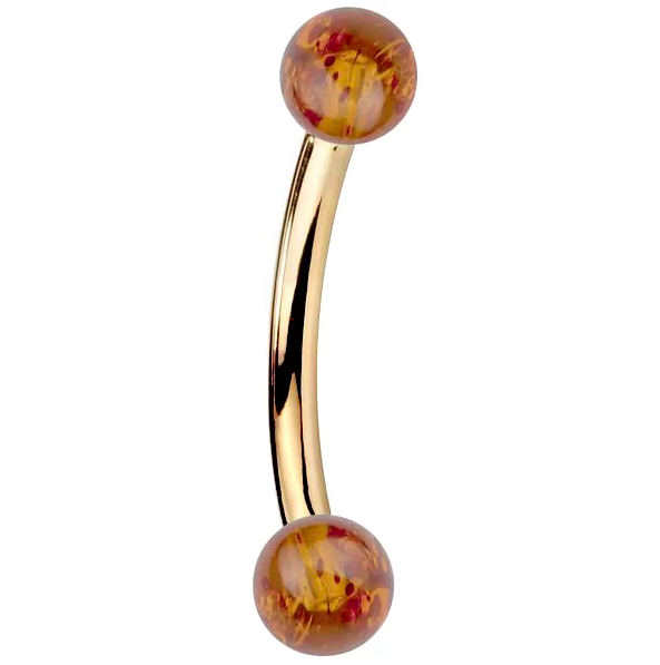 Baltic Amber 14K Gold Curved Barbell