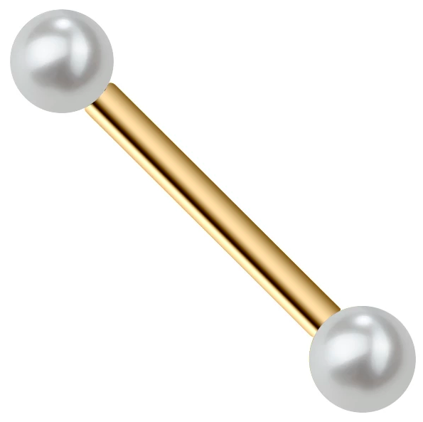 Cultured Pearl Straight Barbell by FreshTrends