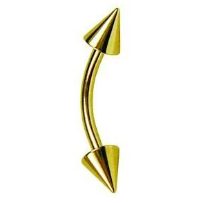 14K Gold Spike Curved Barbell