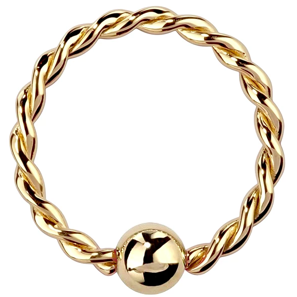 14K Gold Twisted Captive Bead Ring