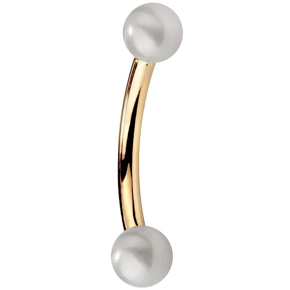 Cultured Pearl 14K Gold Curved Barbell