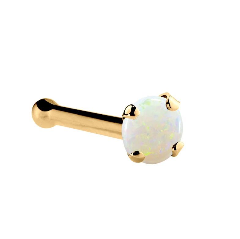 Genuine Opal 14K Gold Nose Ring