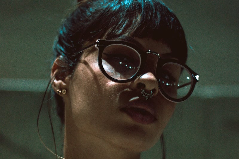 Girl with unique septum piercing