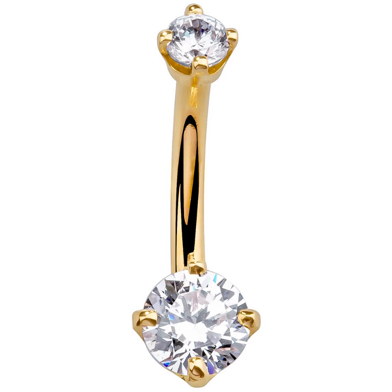 Petite Cubic Zirconia 14K Gold Belly Ring