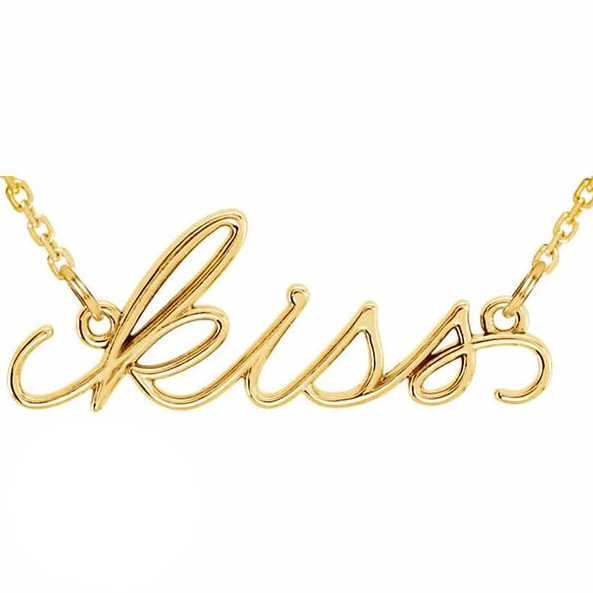 "Kiss" 14K Gold Pendant Necklace