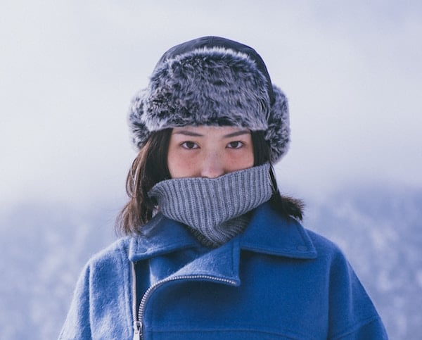 Woman Bundled up in the cold