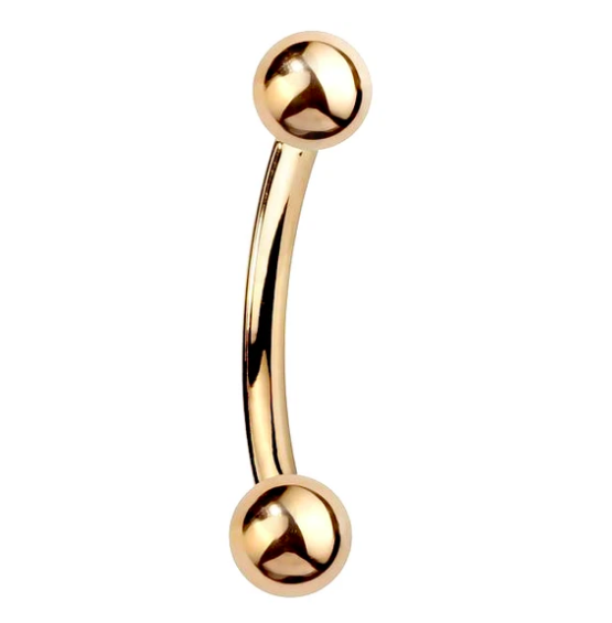 14K Gold Curved Barbell