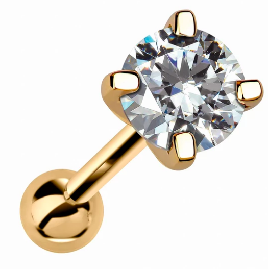 5mm Diamond Prong-set 14k Gold Cartilage Earring