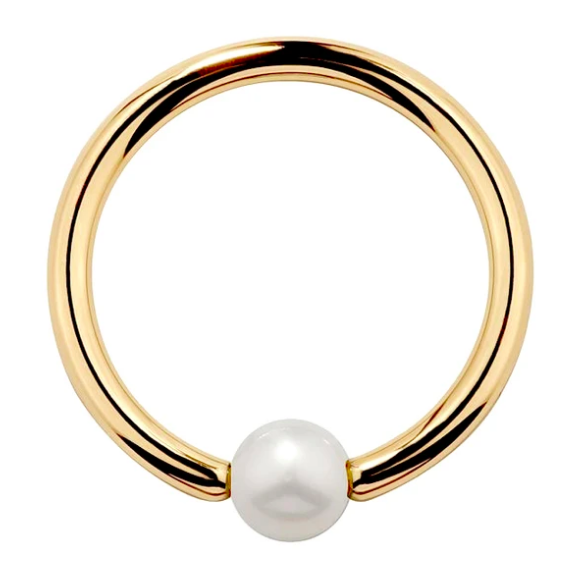 Cultured Pearl 14K Gold Captive Bead Ring