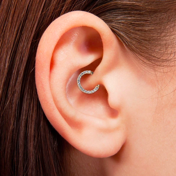 closeup of daith piercing