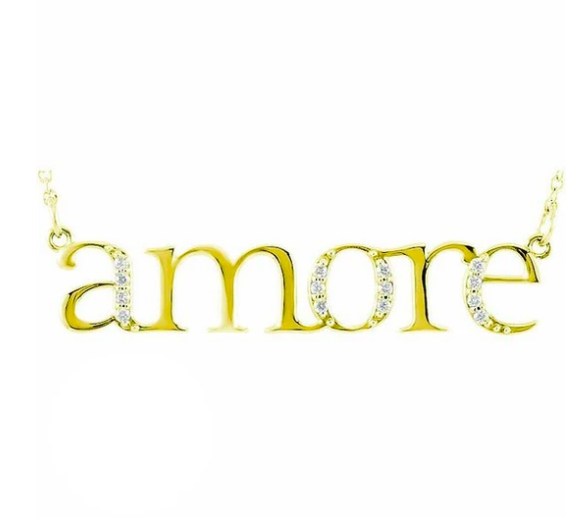 Diamond "Amore" 14K Gold Pendant Necklace