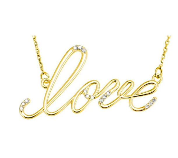 Diamond "Love" 14K Gold Pendant Necklace