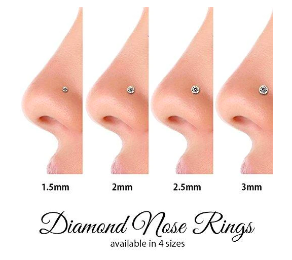 assorted diamond nose rings sizes