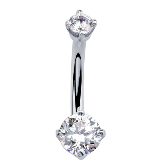 Petite Cubic Zirconia 14K Gold Belly Ring