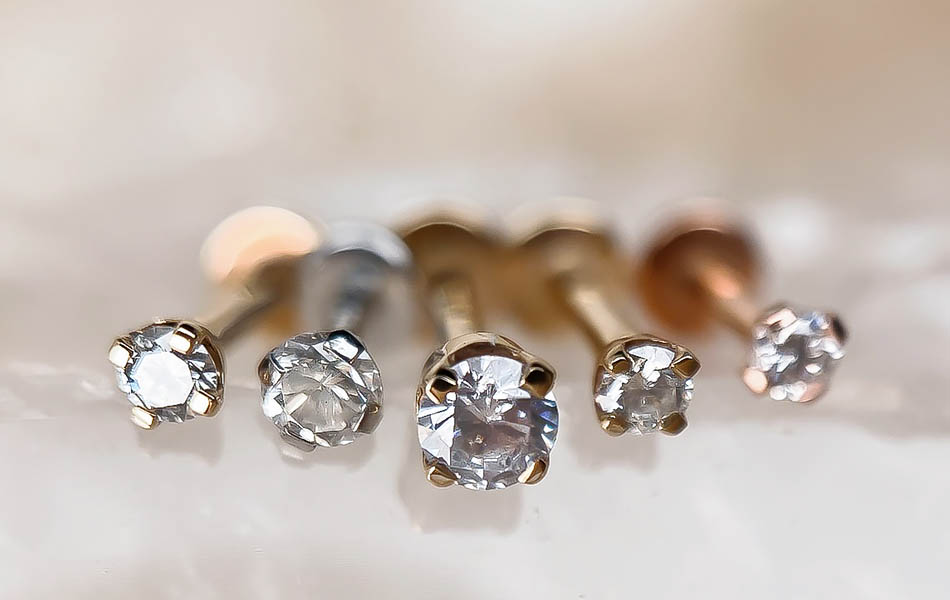 Close up of diamond flat back studs