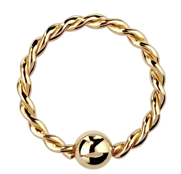 14K Gold Twisted Captive Bead Ring