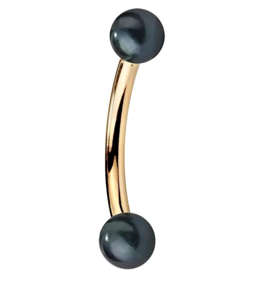 Cultured Peacock Pearl 14K Gold Curved Barbell
