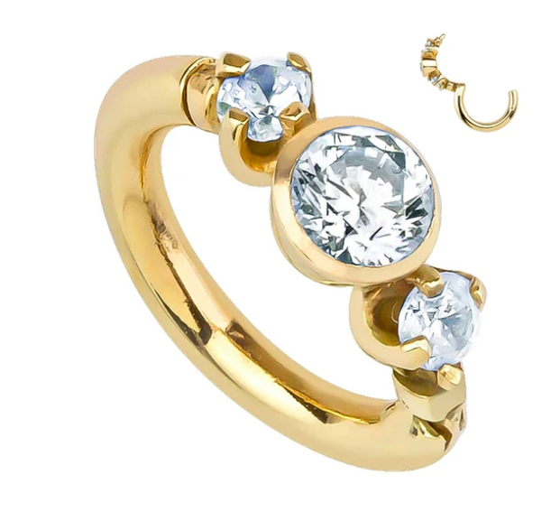 Tiny Engagement Ring 14K Gold Hinged Clicker Cartilage Earring