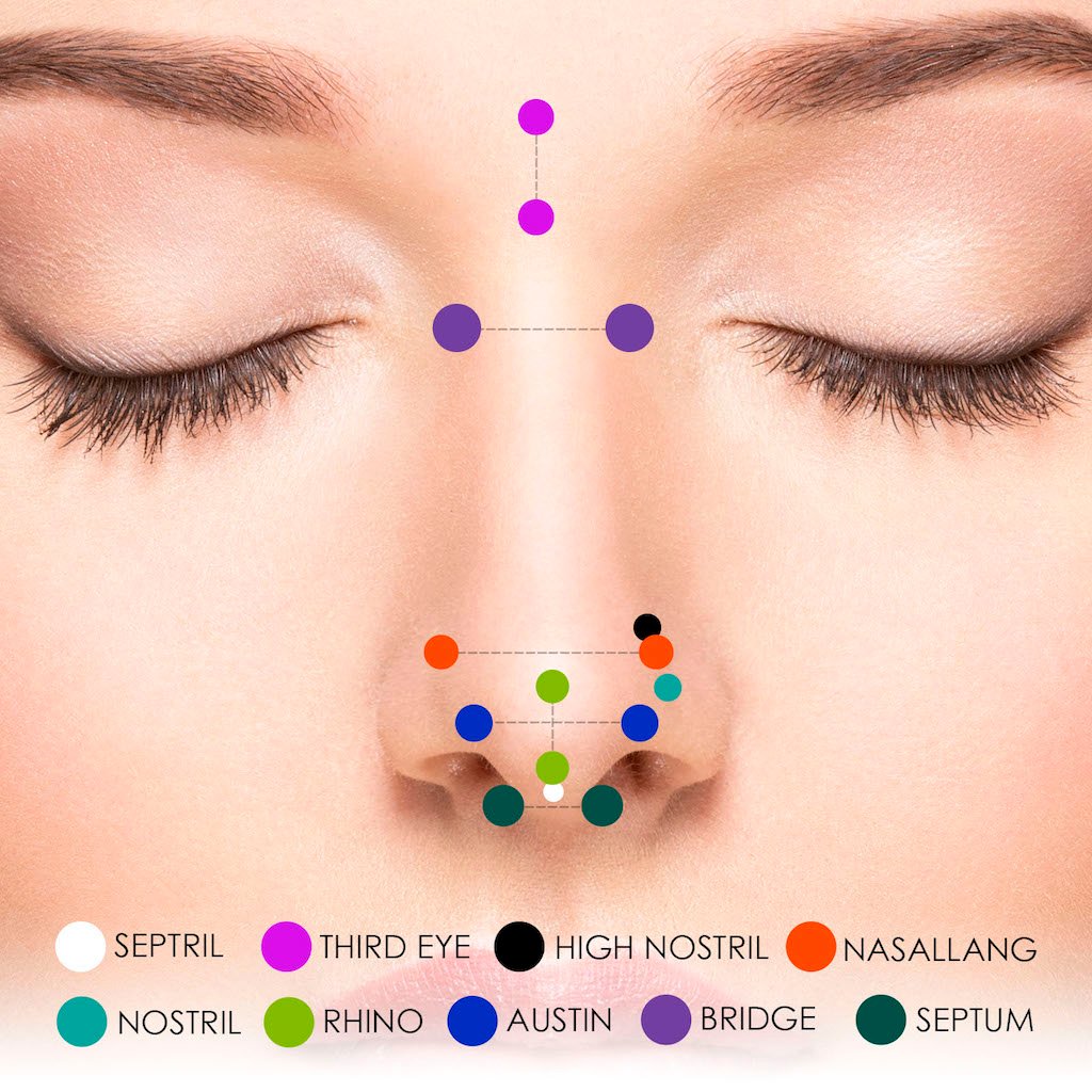 nose piercing locations chart