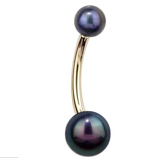 Cultured Peacock Pearl 14k Gold Belly Button Ring