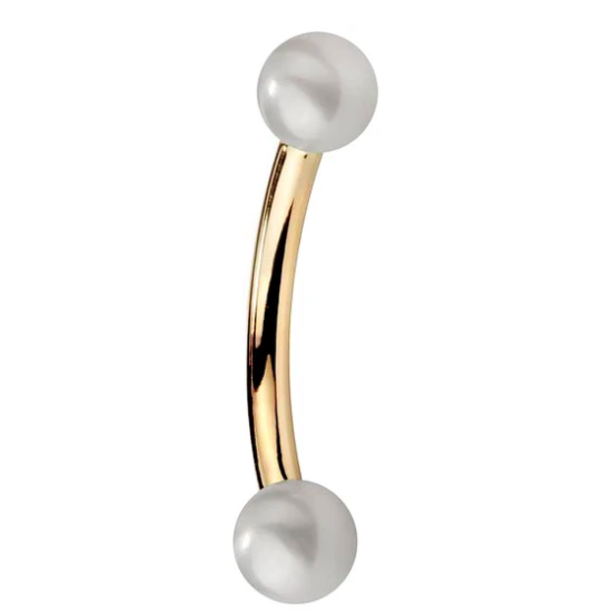 Cultured Pearl 14K Gold Curved Barbell