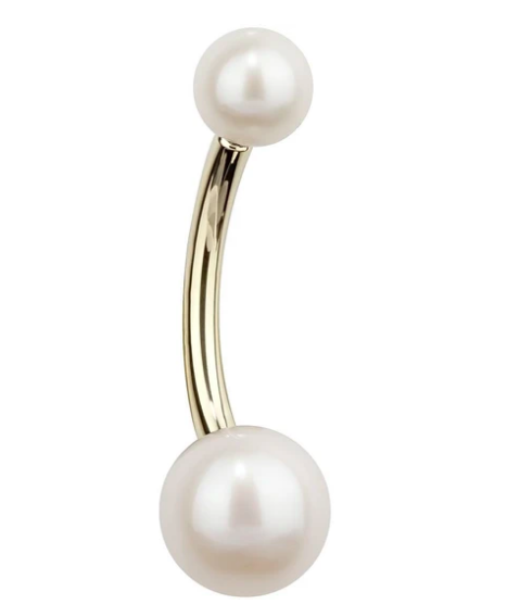 Cultured Pearl 14k Gold Belly Button Ring