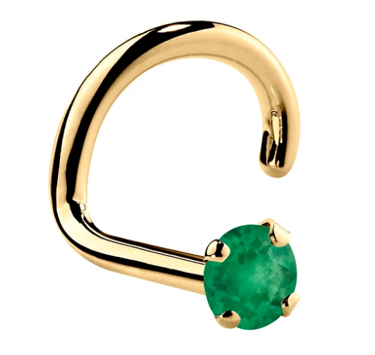 Genuine Emerald 14K Gold Nose Ring