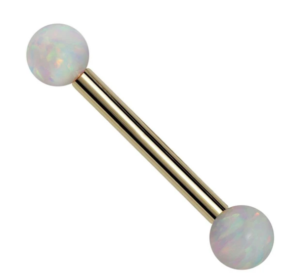 Opal 14k Gold Straight Barbell & Industrial