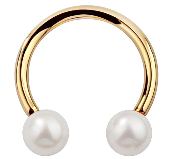 Cultured Pearl 14K Gold Circular Barbell