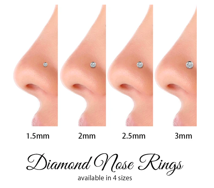 Diamond nose rings size chart