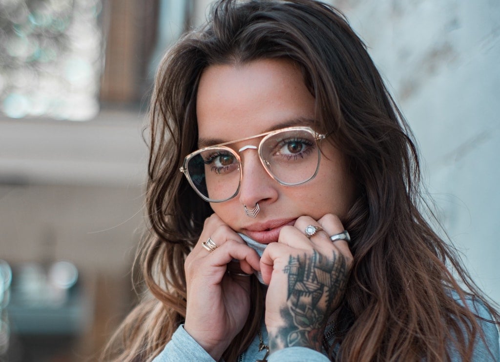 Woman with Septum Piercing and Sweater