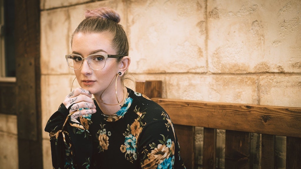 Woman with Smaller Gauge Stretched Lobes