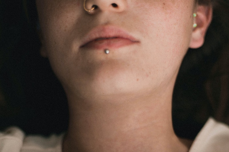 Woman with a labret piercing