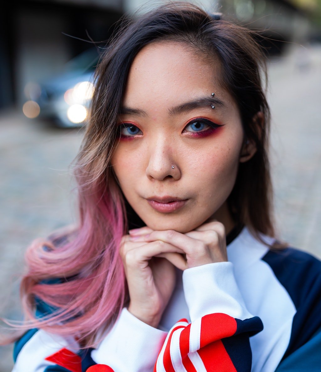 woman with eyebrow piercing