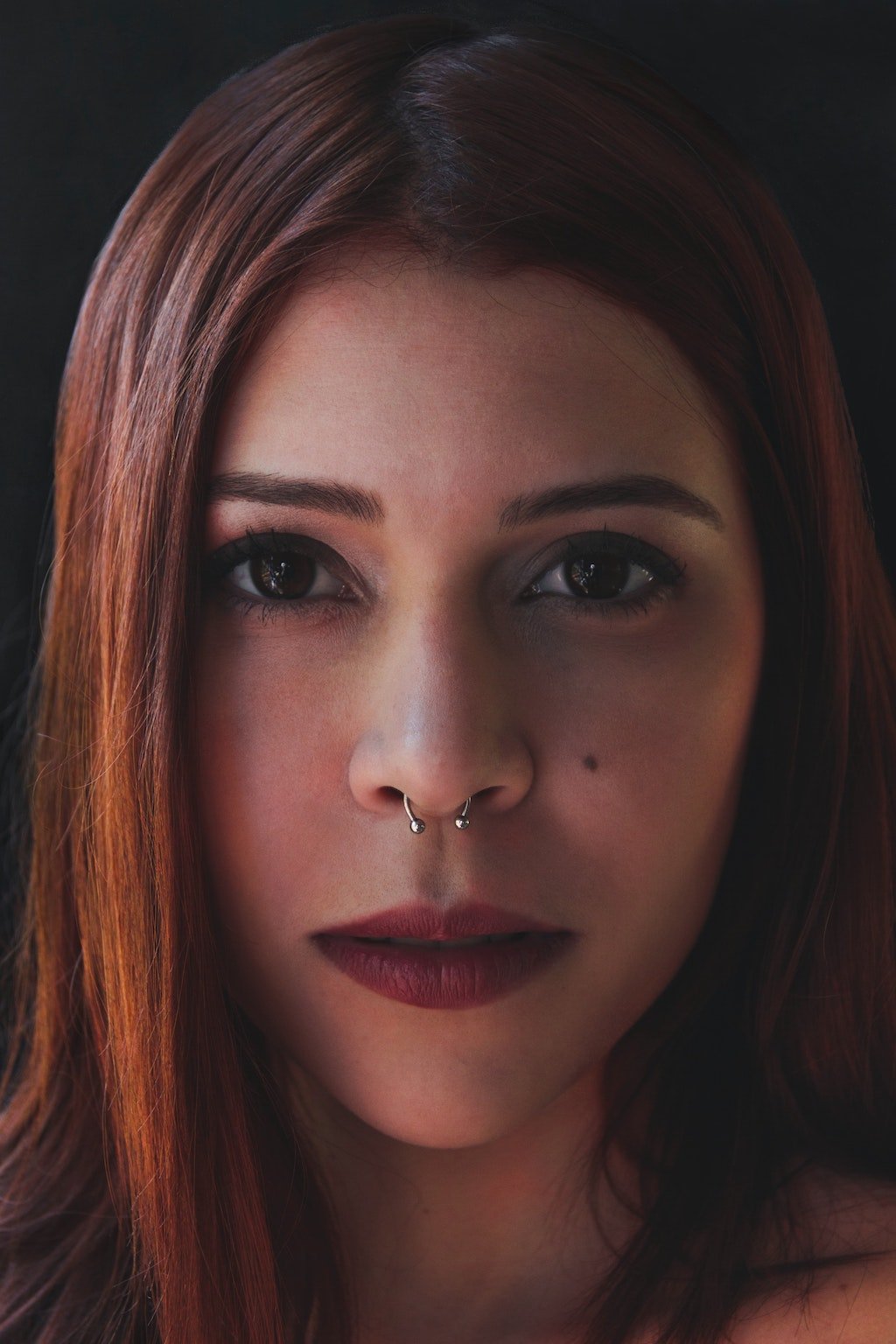 woman with septum piercing