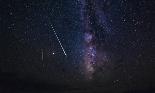 Meteors against night sky