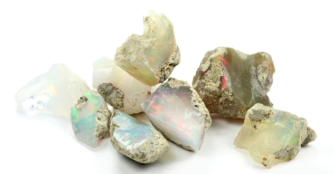 Raw opal gemstones